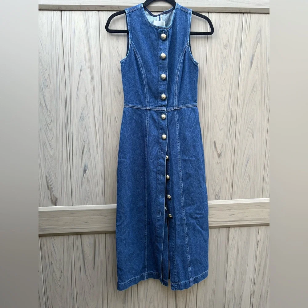 Reformation Roswell Denim Midi Dress - Picture 5 of 9